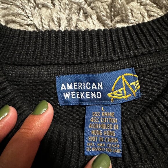 Retro 90s Colorblock Grandpa Sweater Size L - Picture 2 of 5